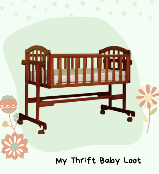 Preloved Babyhug Wooden Baby Cradle ( Hassan )